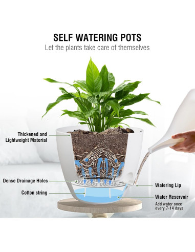 Macetas colgantes autorriego Meowell 25,4 cm 2 piezas blancas