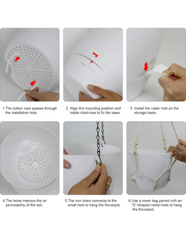 Macetas colgantes autorriego Meowell 25,4 cm 2 piezas blancas