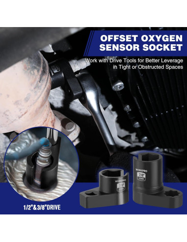 WORKPRO Juego 7 Piezas Herramienta Sensor Oxígeno 22mm 27mm