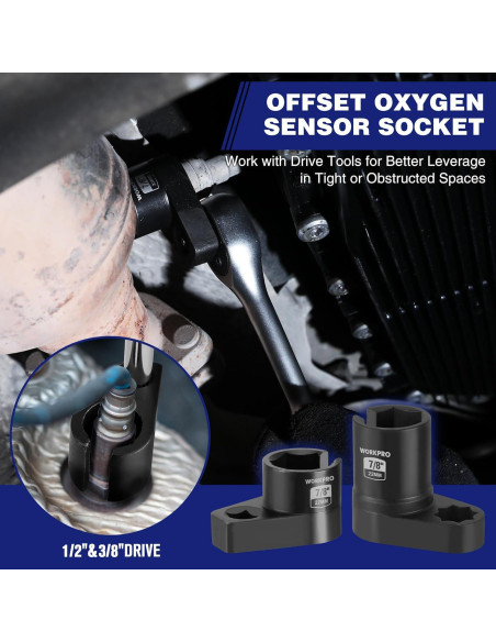 WORKPRO Juego 7 Piezas Herramienta Sensor Oxígeno 22mm 27mm