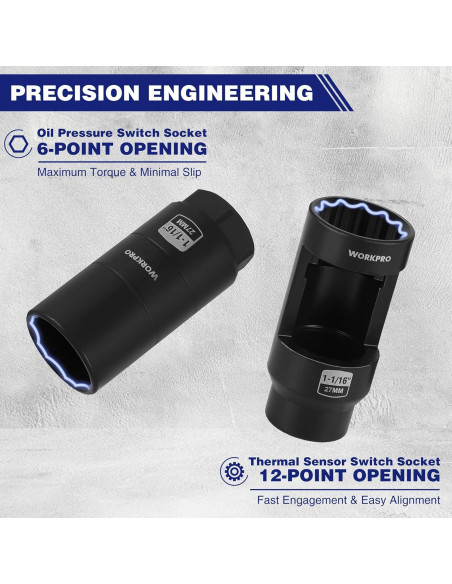 WORKPRO Juego 7 Piezas Herramienta Sensor Oxígeno 22mm 27mm