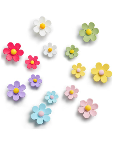 Imanes de Nevera Mymazn 14 Piezas Coloridos 3D Flor
