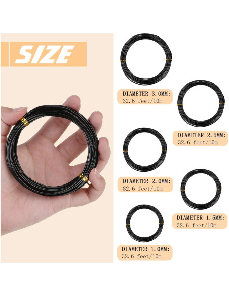 10 Rollos Alambres Bonsái Aluminio Hotop 5 Tamaños 164 m