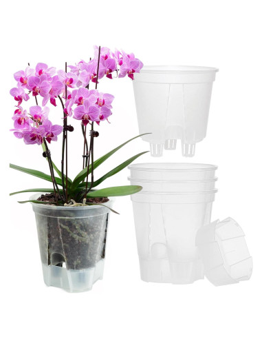 Macetas Autorriego Bouqlife 15 cm Transparentes Paquete de 4