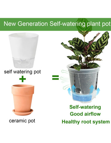 Macetas Autorriego Bouqlife 15 cm Transparentes Paquete de 4