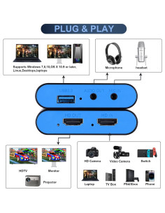 Tarjeta de Captura GAOZHOU 4K HDMI 1080P 60FPS USB3.0 2