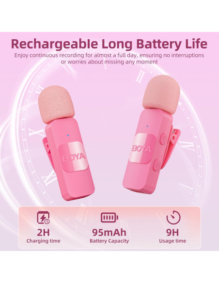 Micrófono Lavalier Inalámbrico BOYA BY-V10-P Tipo C Rosa Micrófono Lavalier Inalámbrico BOYA BY-V10-P Tipo C Rosa