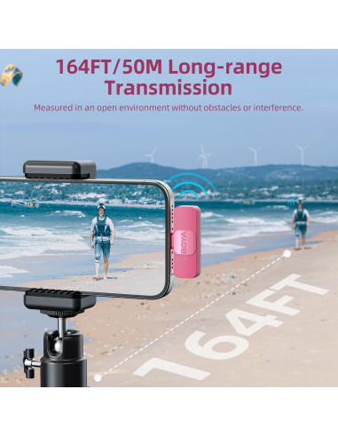 Micrófono Lavalier Inalámbrico BOYA BY-V10-P Tipo C Rosa