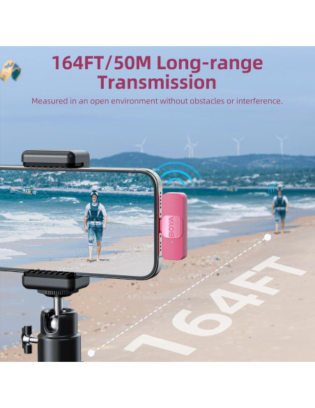 Micrófono Lavalier Inalámbrico BOYA BY-V10-P Tipo C Rosa Micrófono Lavalier Inalámbrico BOYA BY-V10-P Tipo C Rosa