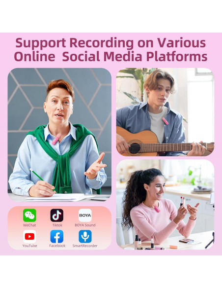 Micrófono Lavalier Inalámbrico BOYA BY-V10-P Tipo C Rosa Micrófono Lavalier Inalámbrico BOYA BY-V10-P Tipo C Rosa