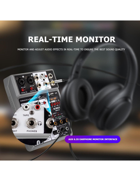 Mezclador de Audio BOMGE 4 Canales USB Bluetooth 48V