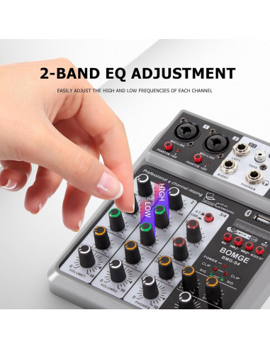 Mezclador de Audio BOMGE 4 Canales USB Bluetooth 48V