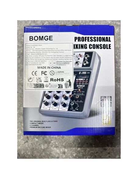 Mezclador de Audio BOMGE 4 Canales USB Bluetooth 48V