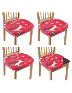 Fundas de Silla Navidad GORGECRAFT 4Pcs Estirables Rojas