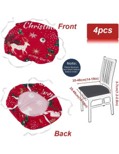 Fundas de Silla Navidad GORGECRAFT 4Pcs Estirables Rojas 2
