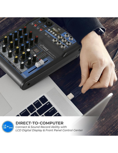 Consola de Mezcla Pyle PMXU43BT.5 4 Canales USB Bluetooth