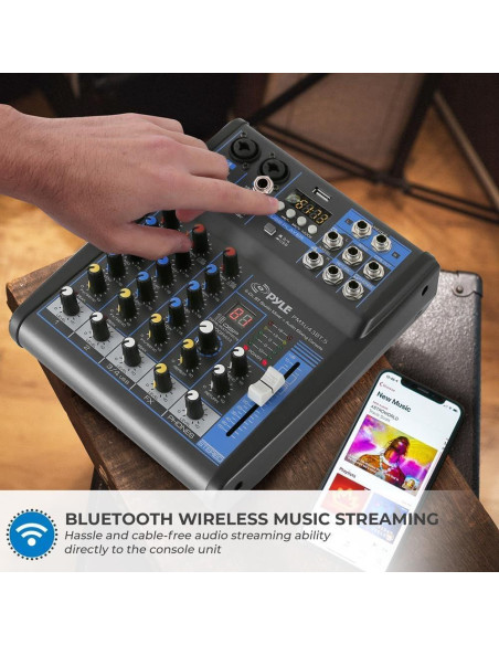 Consola de Mezcla Pyle PMXU43BT.5 4 Canales USB Bluetooth