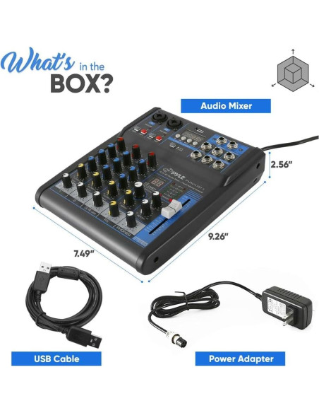 Consola de Mezcla Pyle PMXU43BT.5 4 Canales USB Bluetooth