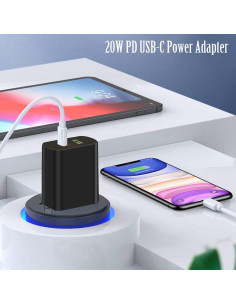Paquete de 2 Cargadores de Pared USB C 20W Doble Puerto Negro 2