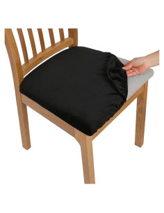 Fundas de Silla de Comedor Terciopelo RHYII Juego de 4 Negro