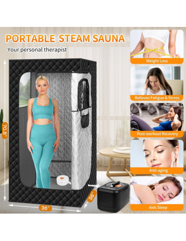 Caja de Sauna Portátil Aquatrend 1200W con Control Remoto