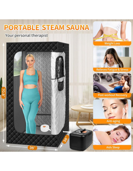 Caja de Sauna Portátil Aquatrend 1200W con Control Remoto