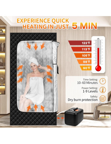 Caja de Sauna Portátil Aquatrend 1200W con Control Remoto