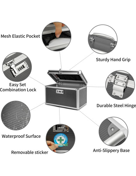 Caja de Medicamentos HEWEI WORKS Mediana Gris con Cerradura