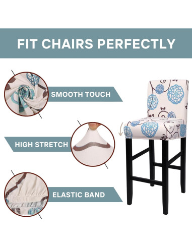 Conjunto de 4 fundas elásticas SearchI para taburetes Flor de bola