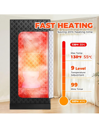 Sauna Portátil Sidasu 80x80x180 cm con Máquina de Vapor 3L