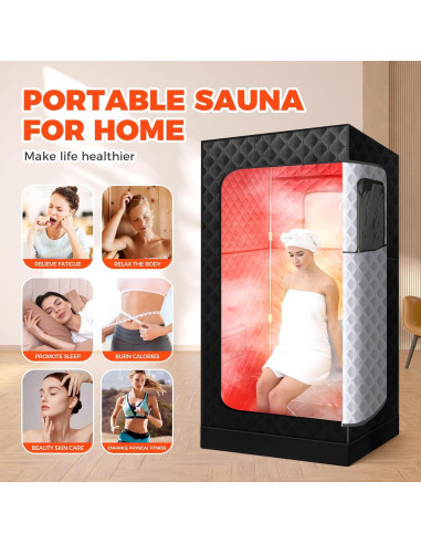Sauna Portátil Sidasu 80x80x180 cm con Máquina de Vapor 3L