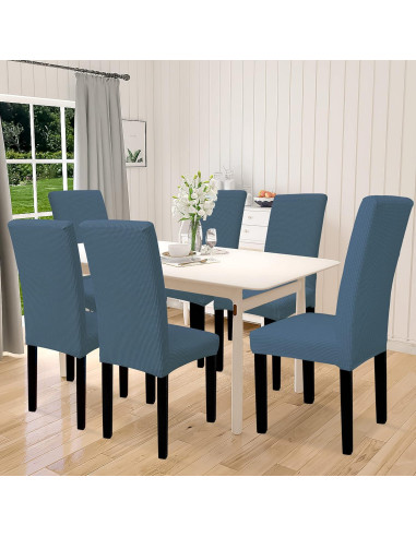 Funda de Silla Easy-Going Impermeable Set de 6 Azul Pizarra