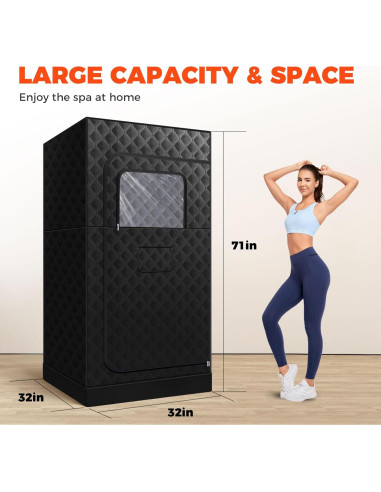 Sauna Portátil Sidasu 80x80x180 cm con Máquina de Vapor 3L