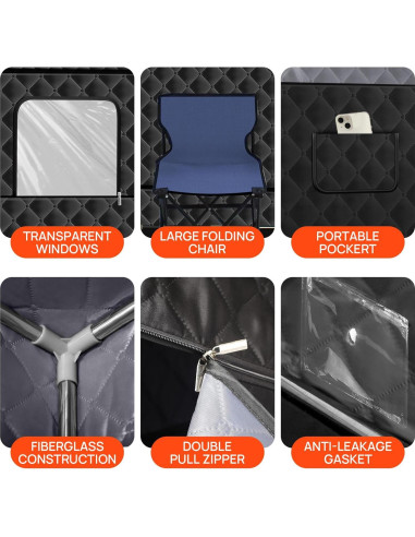 Sauna Portátil Sidasu 80x80x180 cm con Máquina de Vapor 3L