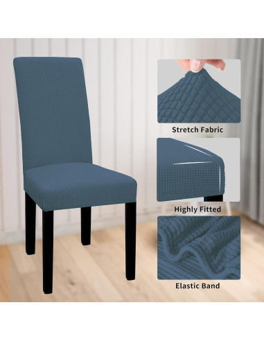 Funda de Silla Easy-Going Impermeable Set de 6 Azul Pizarra