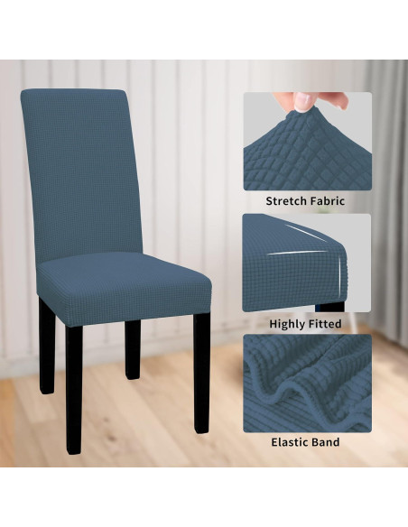 Funda de Silla Easy-Going Impermeable Set de 6 Azul Pizarra