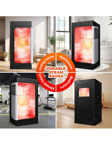 Sauna Portátil Sidasu 80x80x180 cm con Máquina de Vapor 3L