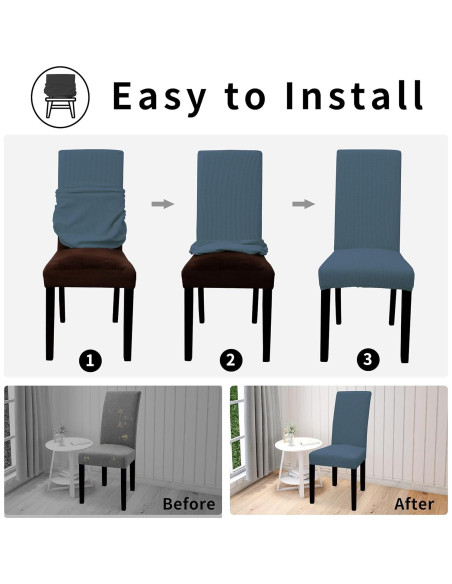 Funda de Silla Easy-Going Impermeable Set de 6 Azul Pizarra