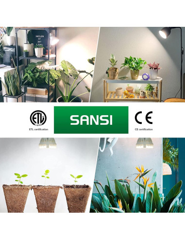 Bombilla LED SANSI 10W Espectro Completo para Plantas - Paquete de 2