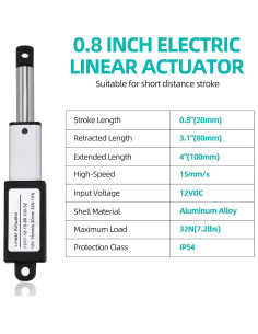 Actuador Lineal Eléctrico NORJIN Mini 12V 20mm 32N 2