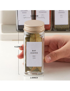 25 Tarros de Especias de Vidrio Skiileor 4oz con Etiquetas 2