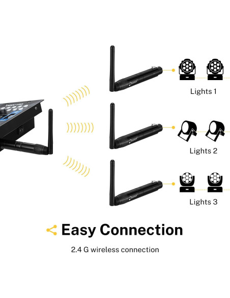 Controlador DMX512 Inalámbrico Donner 8 Piezas Metal Negro