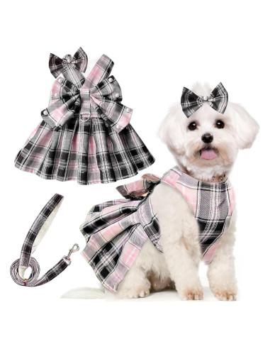 Vestido para Perros PETCARE Rosa con Correa y Lazo
