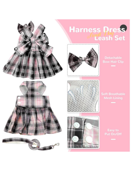 Vestido para Perros PETCARE Rosa con Correa y Lazo