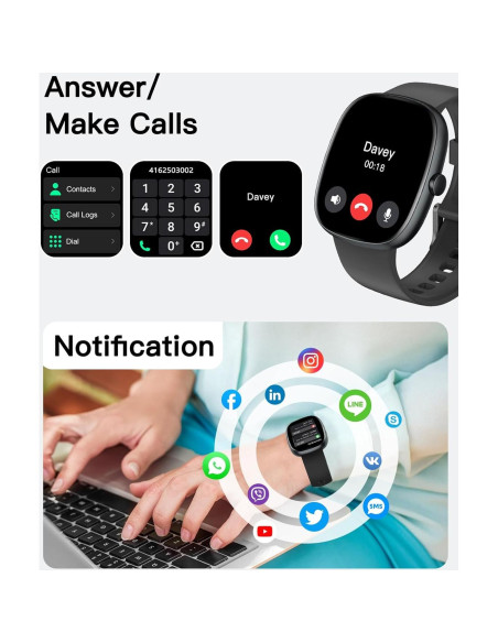 Reloj Inteligente SHANG WING 1.85" Fitness Negro