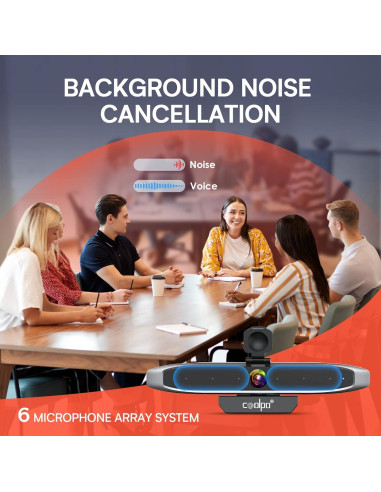 Cámara de Conferencia 4K COOLPO AI Huddle Mini, 6 Micrófonos