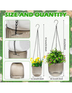 Set 4 Macetas Colgantes Autorriego JOUTYFOR Gris 16.5 cm 2