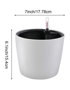 Macetas Autorriego ZOENHOU 4 Piezas 18 cm Blancas 2