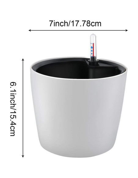 Macetas Autorriego ZOENHOU 4 Piezas 18 cm Blancas