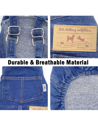 Mono de Mezclilla para Perros Tealots Azul Pequeño